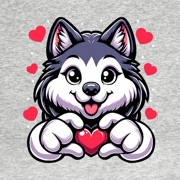 Siberian Husky Dog Heart Valentine_s Day Kids Girls Boys by jadolomadolo